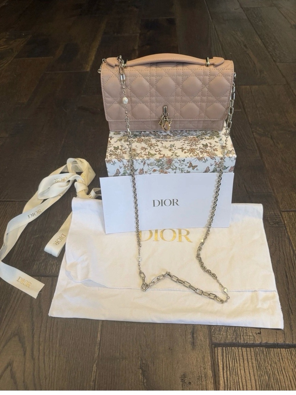 Dior Blush Quilted Leather Chain Shoulder Bag